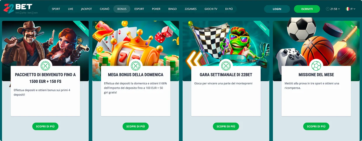 22Bet Scommesse sportive